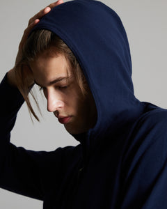 Navy Blue 12.8 kid wool hoodie 3