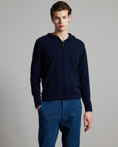 Navy Blue 12.8 kid wool hoodie 2