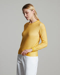 Kid Cashmere hand sprayed crew neck in light yellow