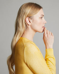Kid Cashmere hand sprayed crew neck in light yellow