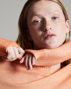 Kid Cashmere hand sprayed crew neck in orange 3