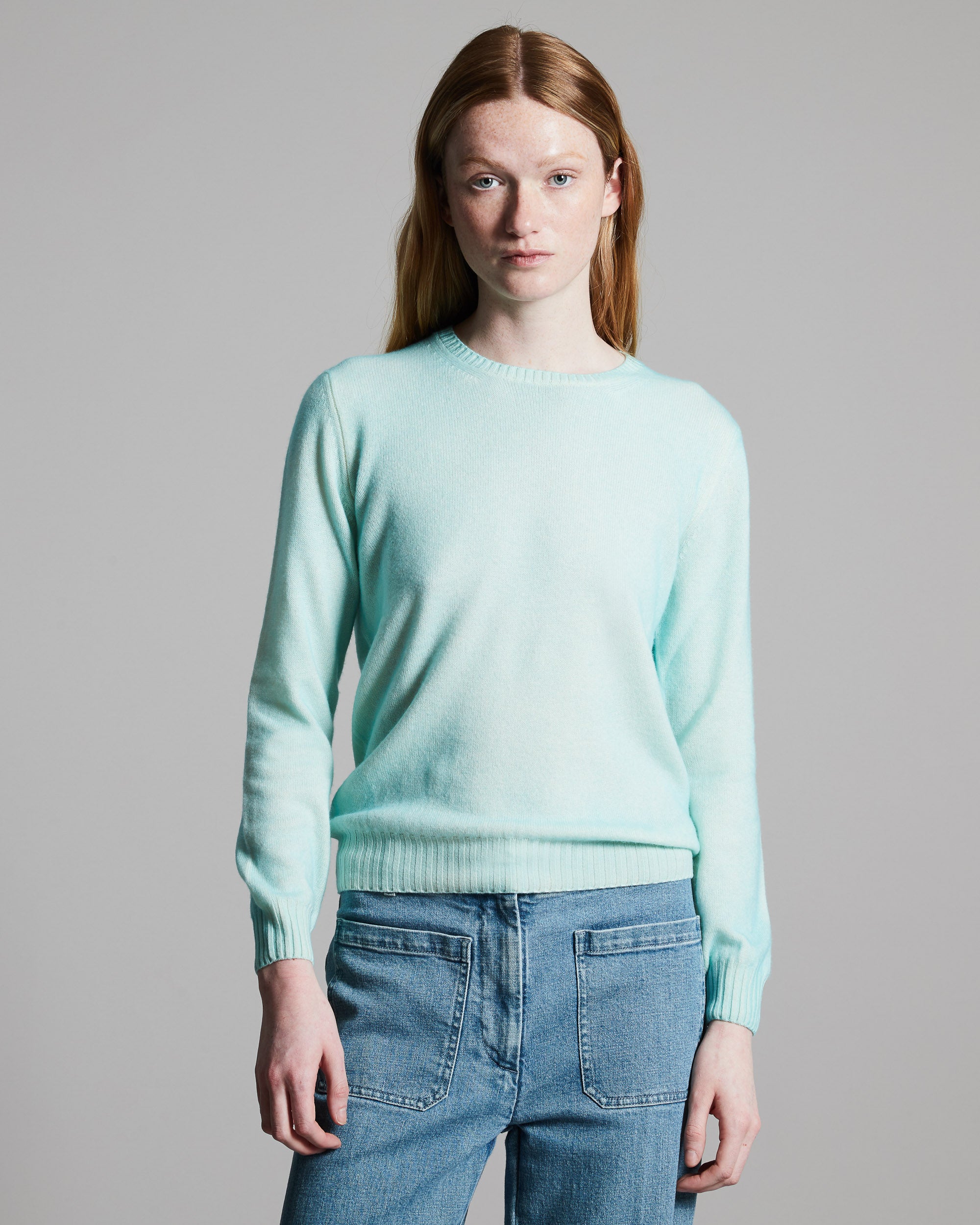 Kid Cashmere hand sprayed crew neck in light blue 2