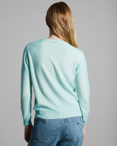Kid Cashmere hand sprayed crew neck in light blue 4