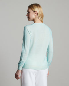 Kid Cashmere hand sprayed crew neck in turquoise