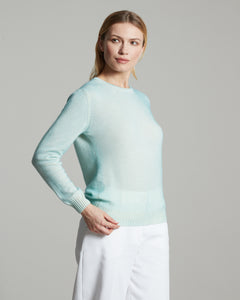 Kid Cashmere hand sprayed crew neck in turquoise