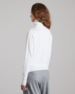 White cashmere and silk turtleneck sweater