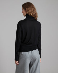 Black cashmere and silk turtleneck sweater