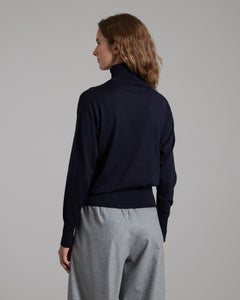 Blue cashmere and silk turtleneck sweater 3