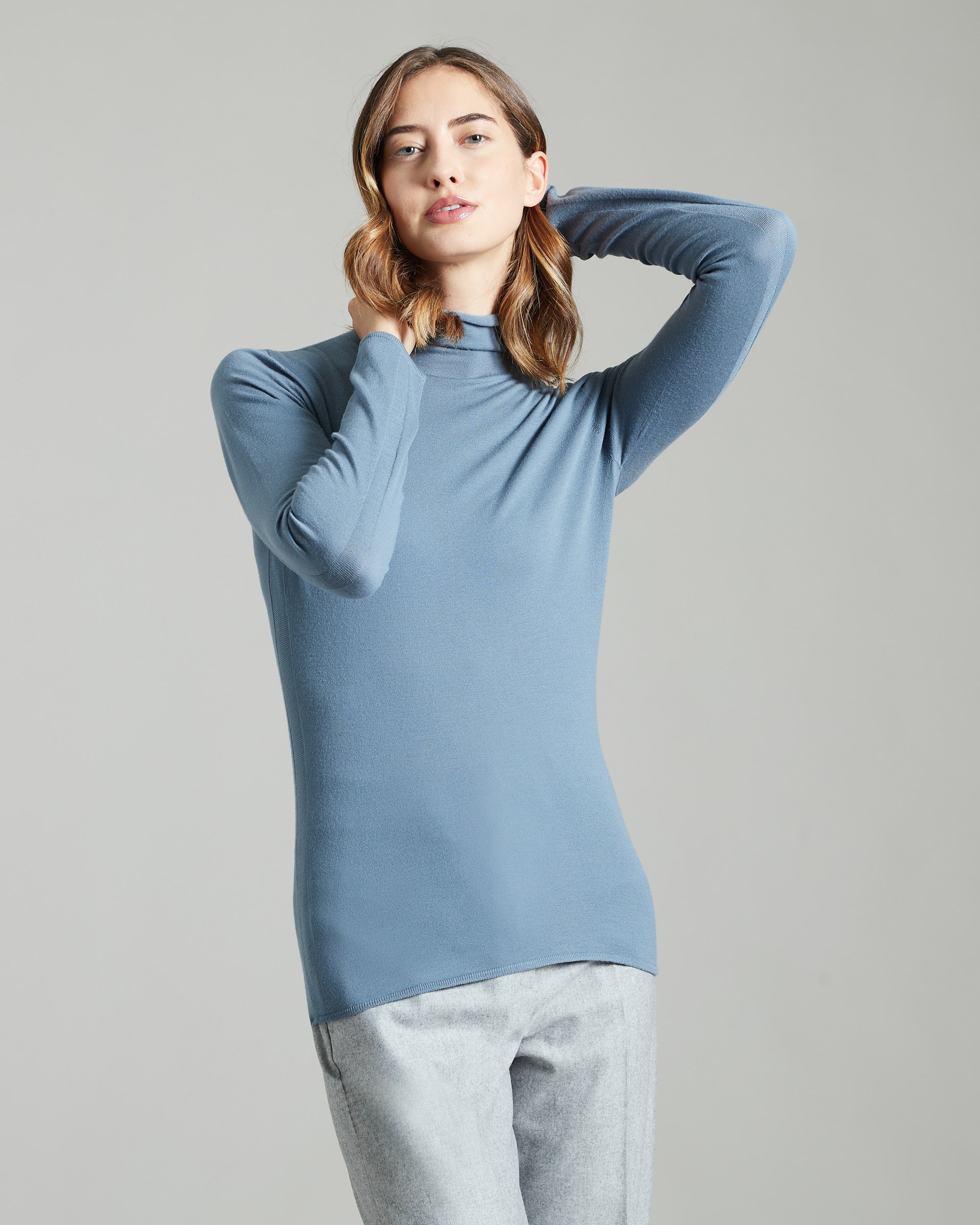 Light-blue 12.8 Kid Wool blue turtleneck