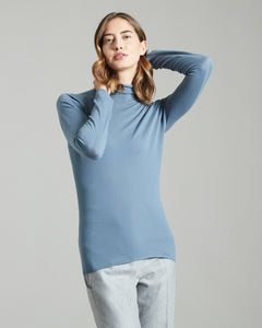 Maglia collo alto in Kid Wool 12.8 azzurra