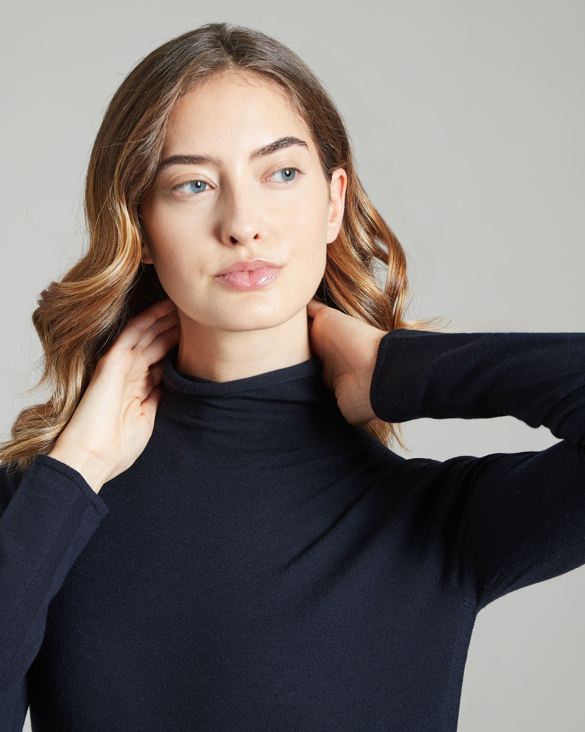 Blue 12.8 Kid Wool blue turtleneck