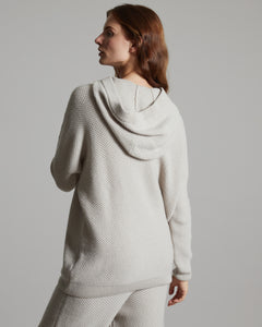 Maglia felpa con cappuccio in Kid Cashmere beige