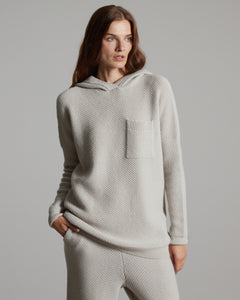 Maglia felpa con cappuccio in Kid Cashmere beige