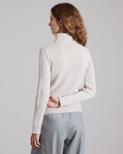 Beige kid cashmere turtleneck sweater