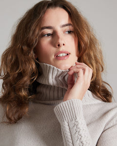 Beige kid cashmere turtleneck sweater