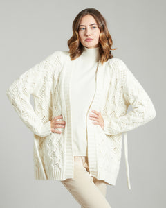 White three dimensional cardigan in kid cashmere