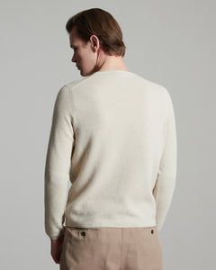 Light brown three dimensional round-neck sweater in Kid Cashmere