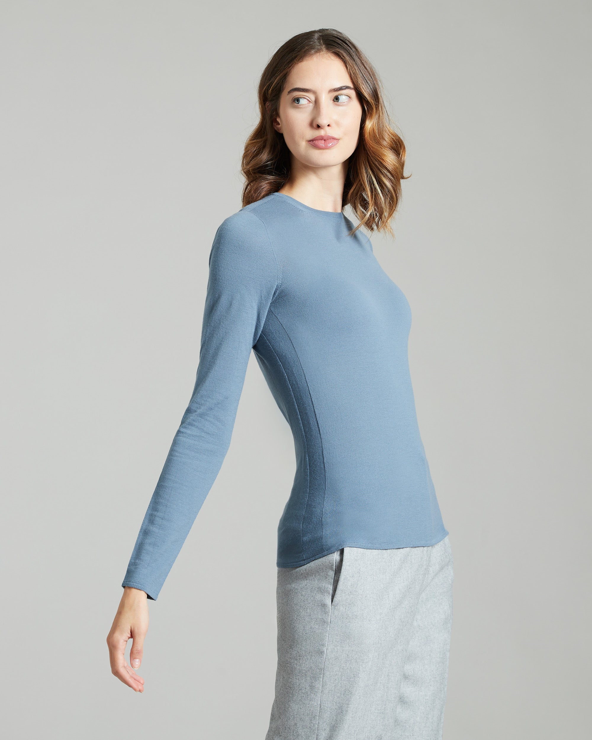 Maglia girocollo in Kid Wool 12.8 azzurra