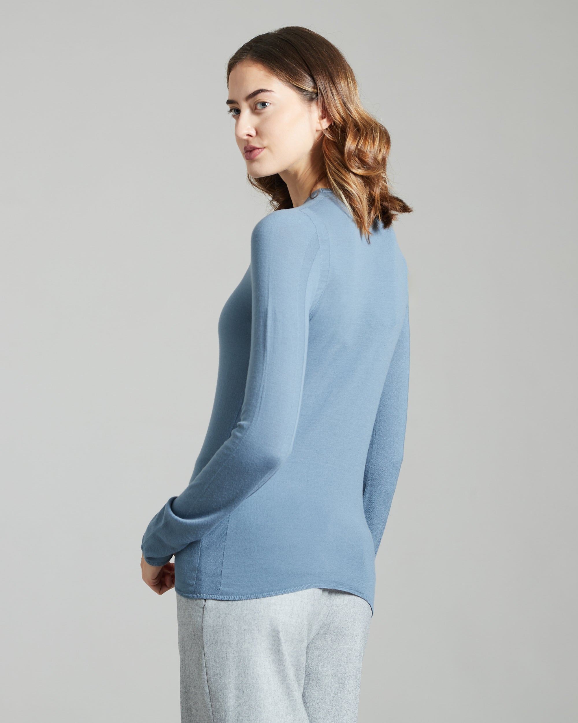 Maglia girocollo in Kid Wool 12.8 azzurra