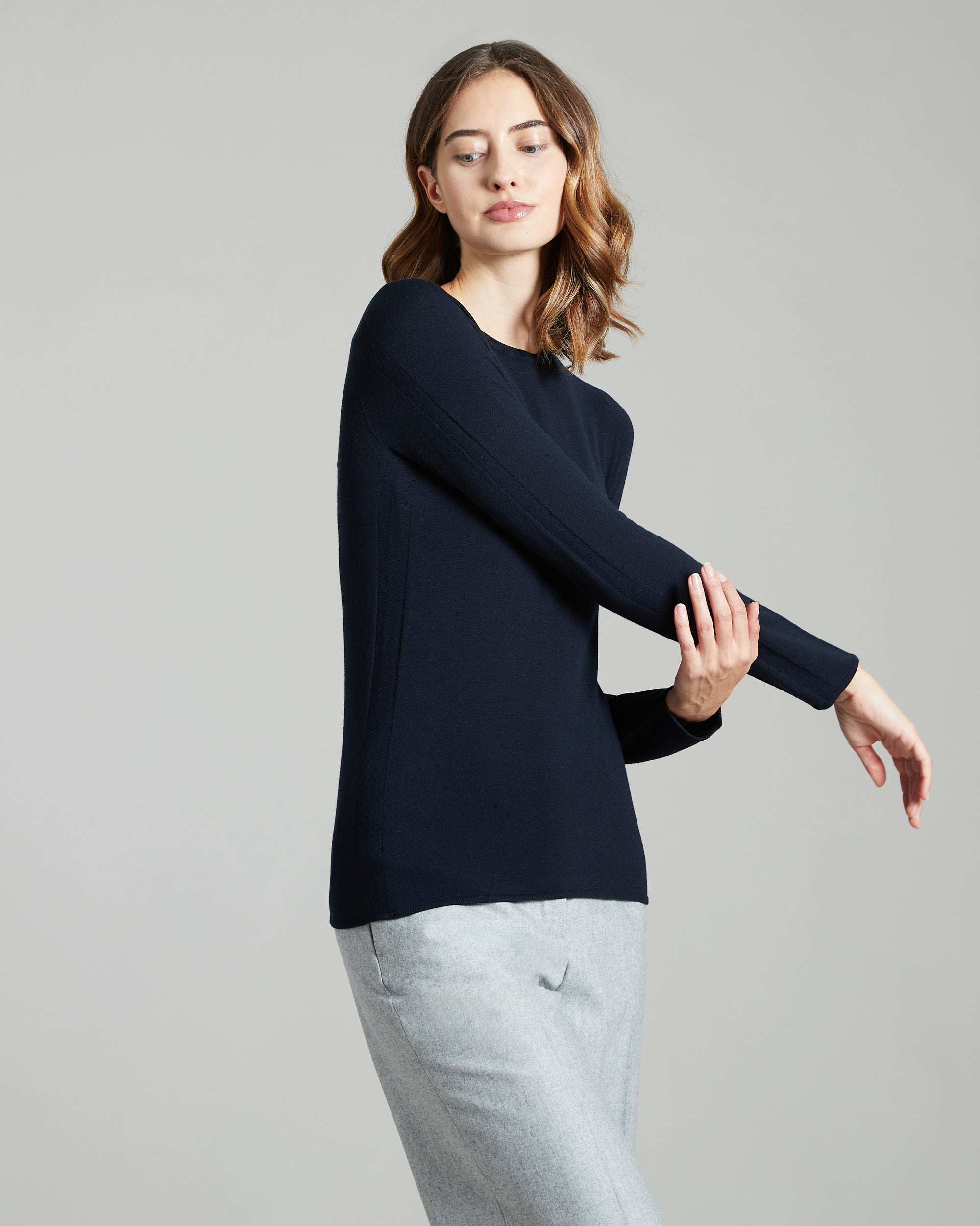 Blue navy Kid Wool 12.8 crew-neck sweater