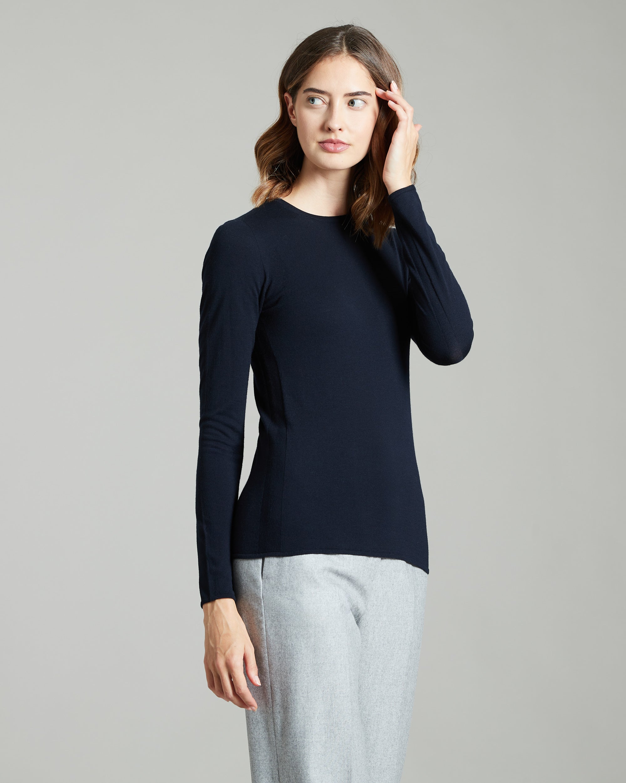 Blue navy Kid Wool 12.8 crew-neck sweater