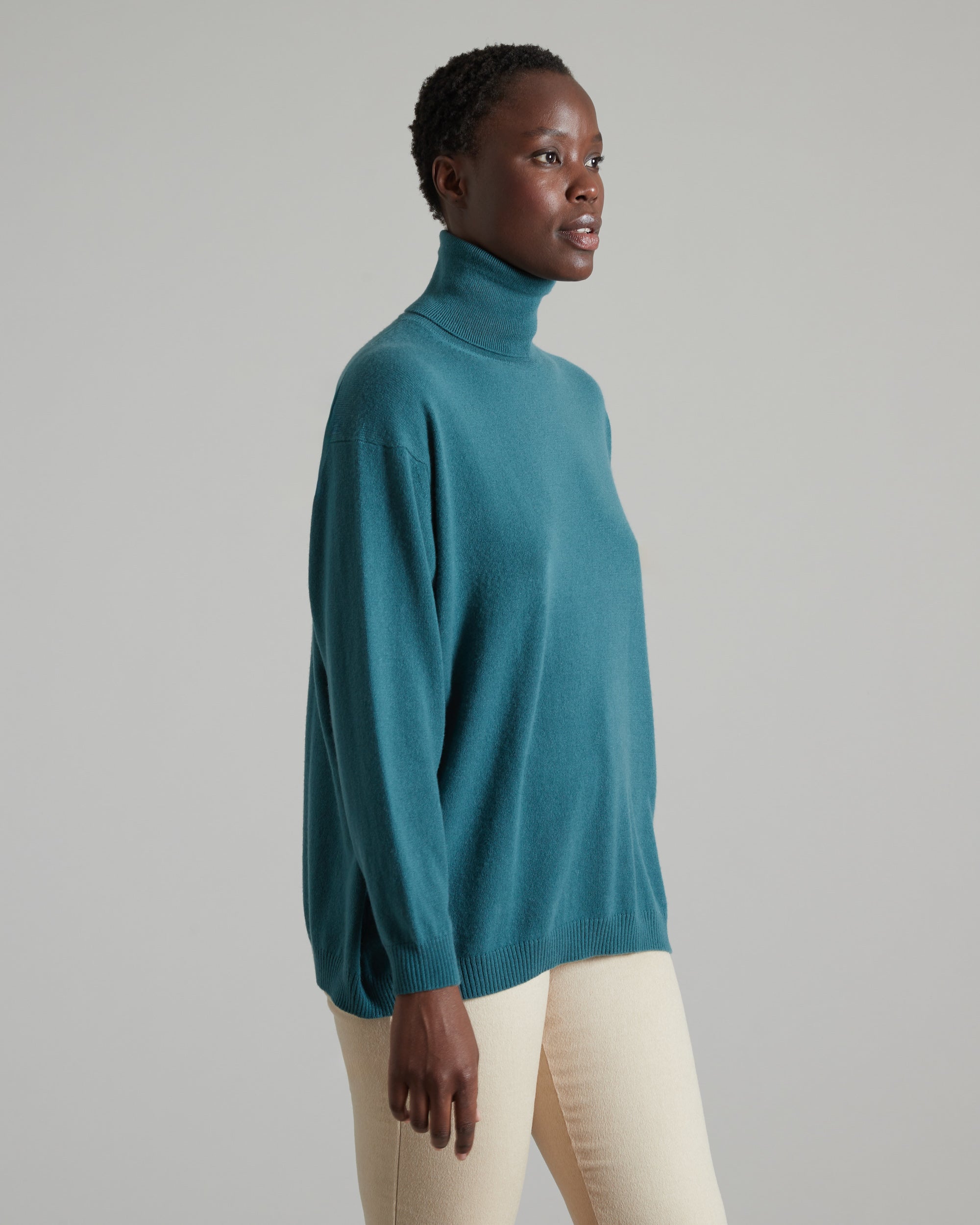 Maglia collo alto in Kid Cashmere verde