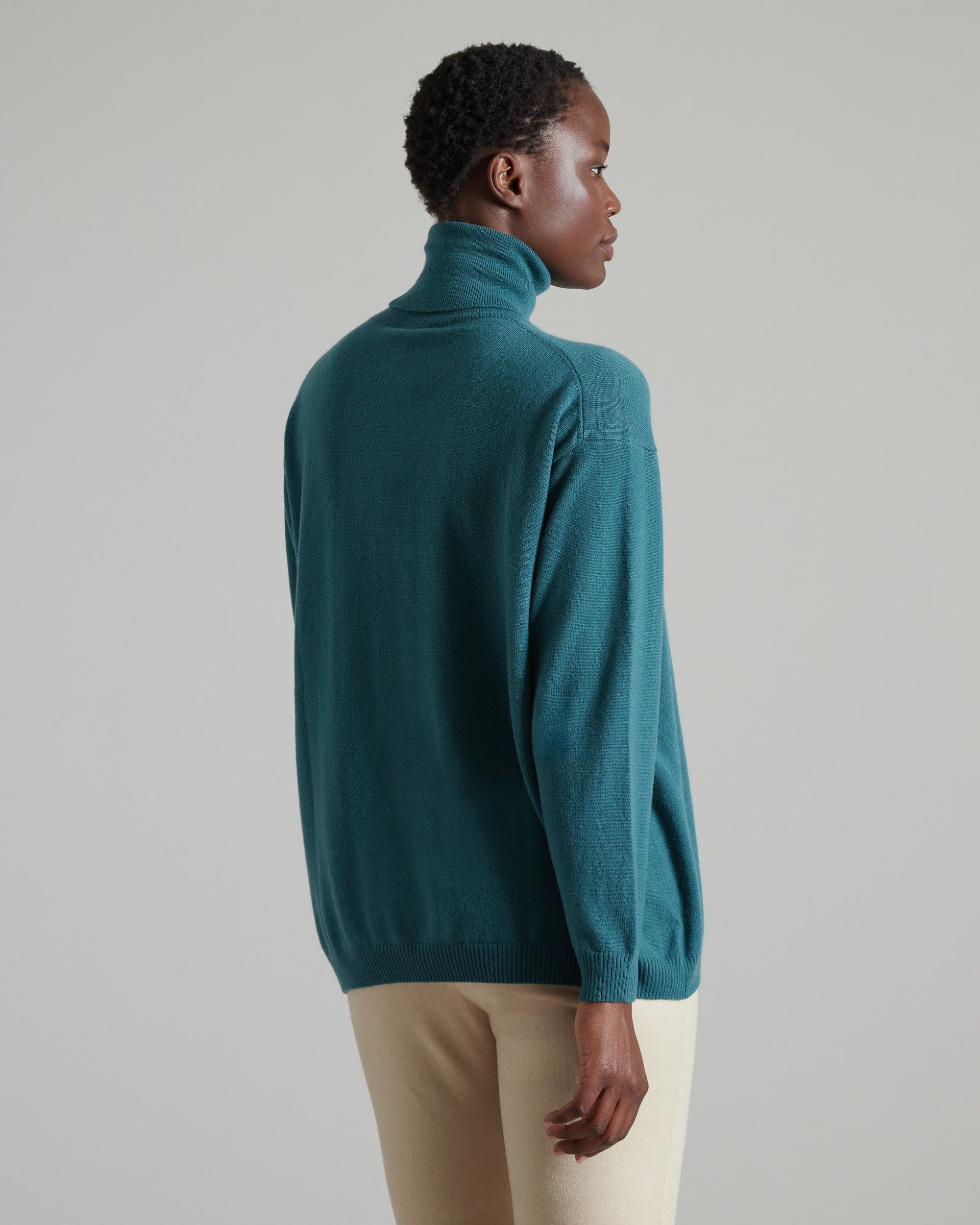 Maglia collo alto in Kid Cashmere verde