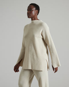 Volcano neck sweater in sandy Kid Cashmere