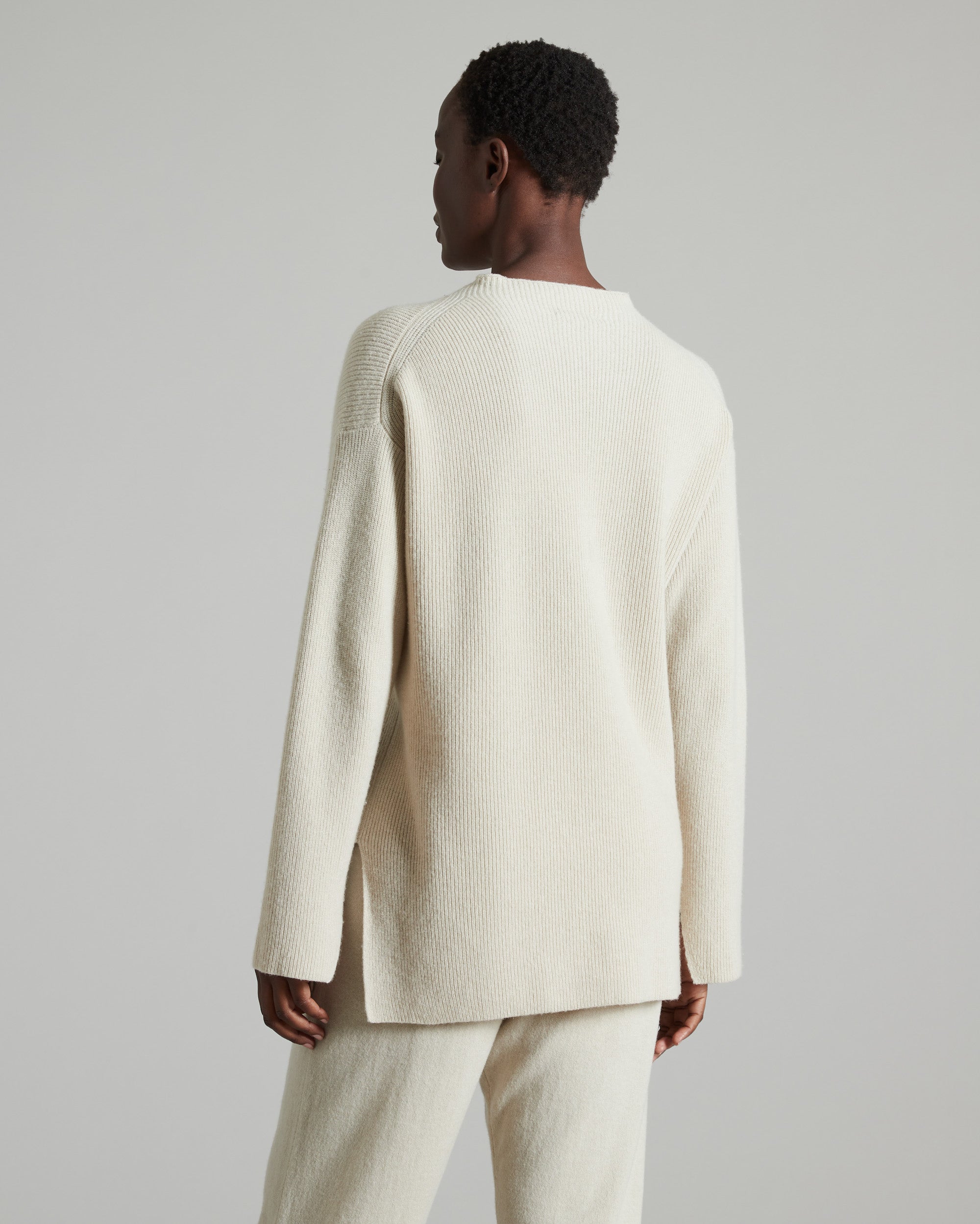 Volcano neck sweater in sandy Kid Cashmere