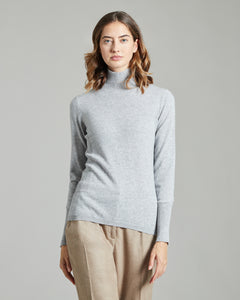 Maglia a collo alto in Kid Cashmere grigio chiaro