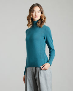 Pullover mit hohem Kragen aus gruenem  Kid Cashmere