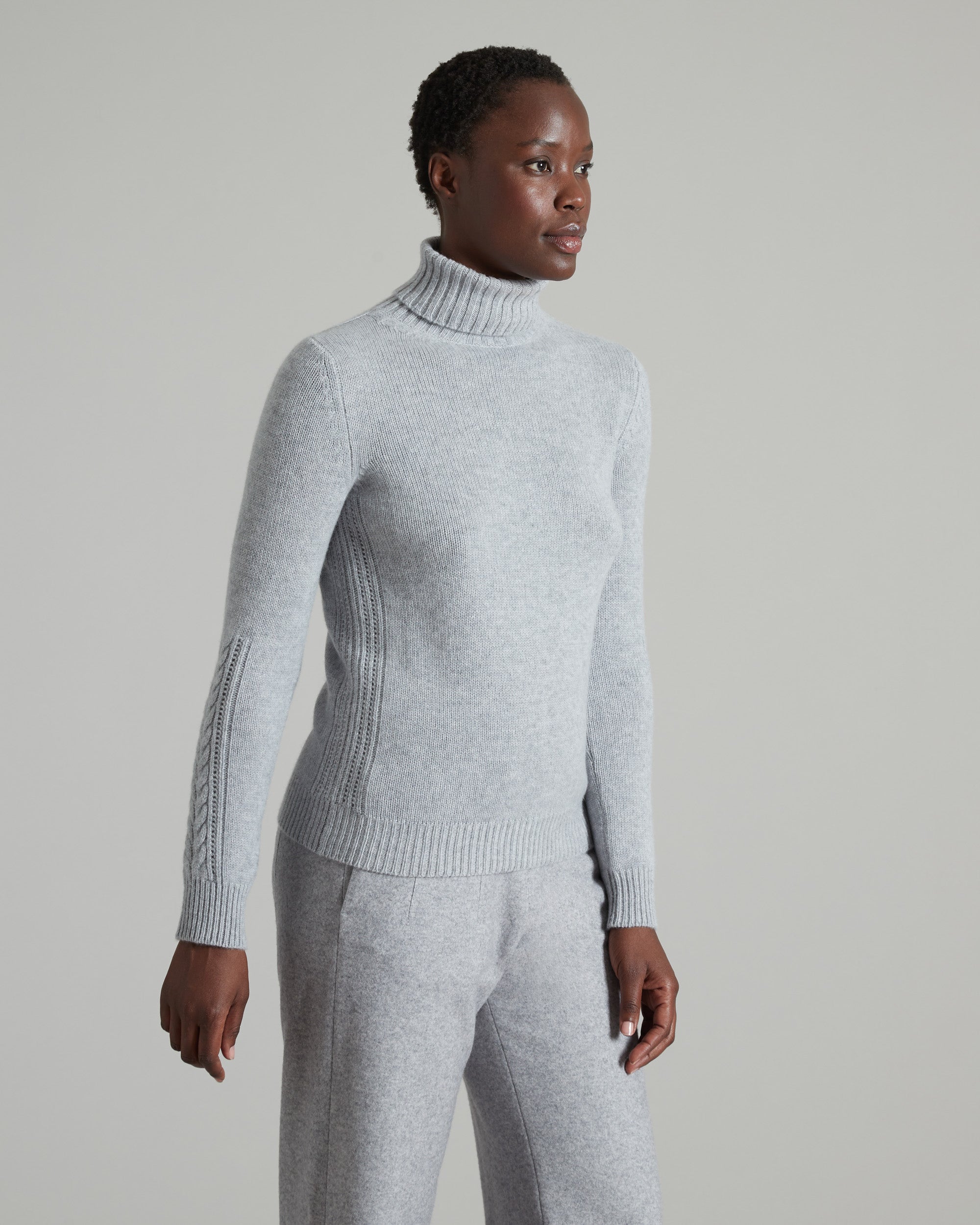 Light grey Kid Cashmere turtleneck sweater