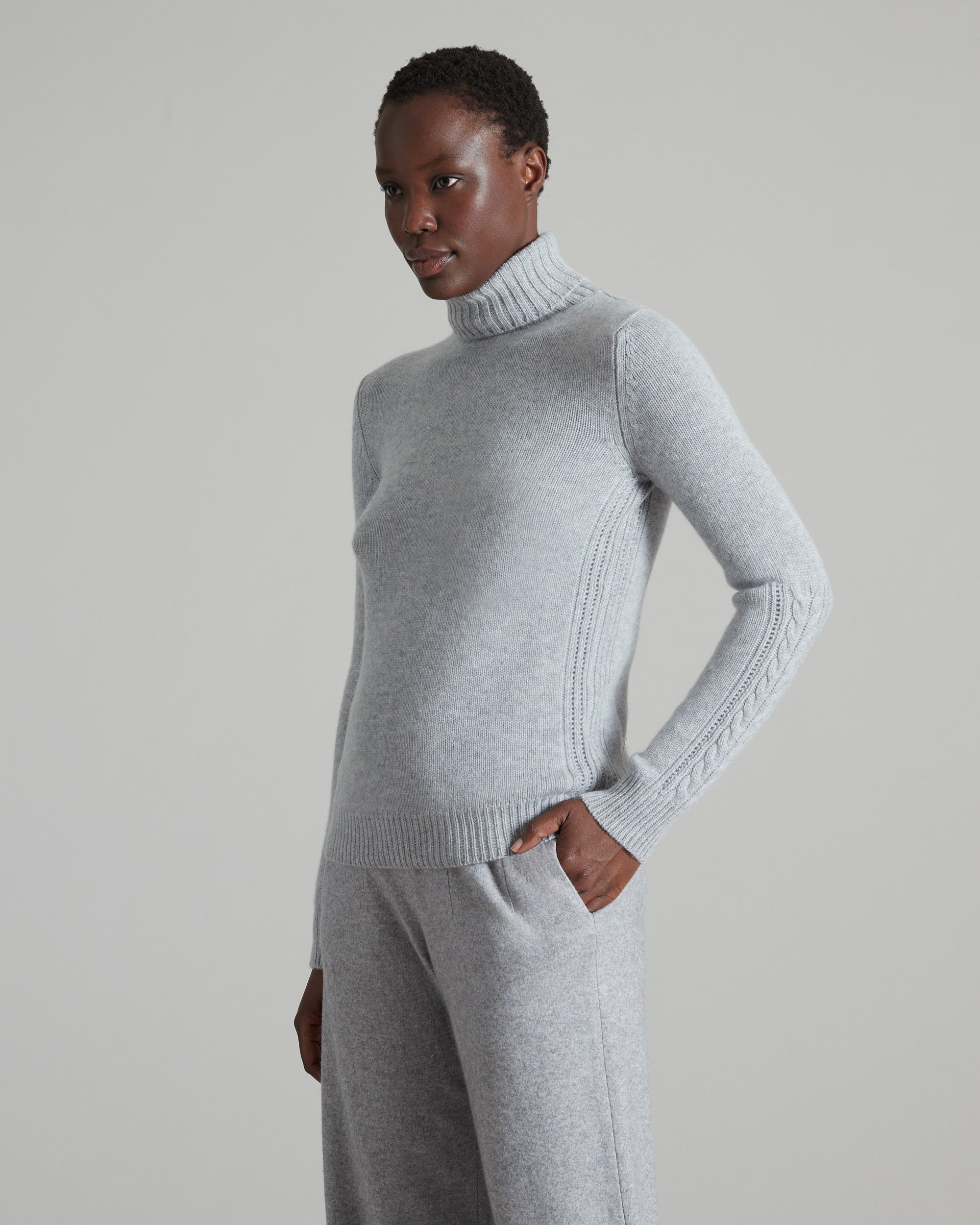 Light grey turtleneck sweater on sale