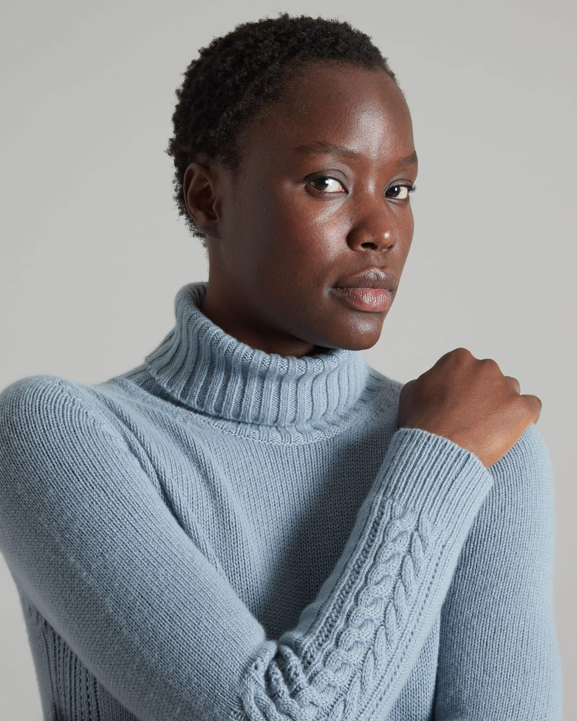 Light blue Kid Cashmere turtleneck sweater