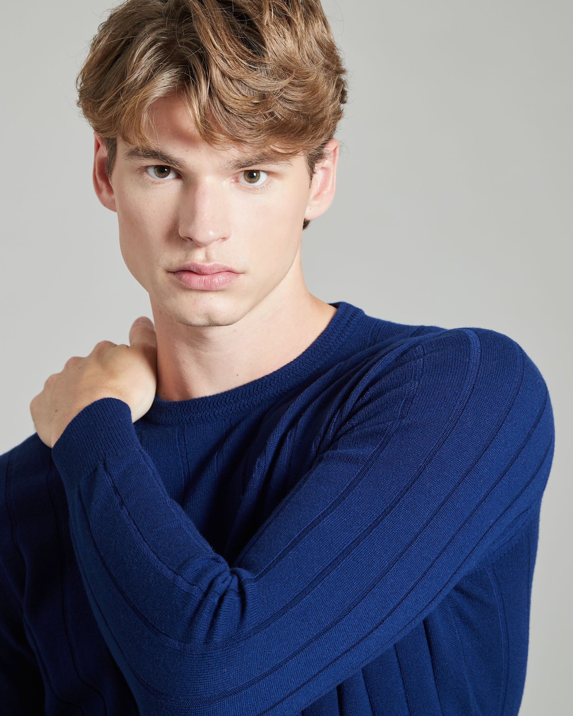 Blue kid cashmere Ribbed crew neck sweater 3