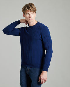 Blue kid cashmere round-neck sweater