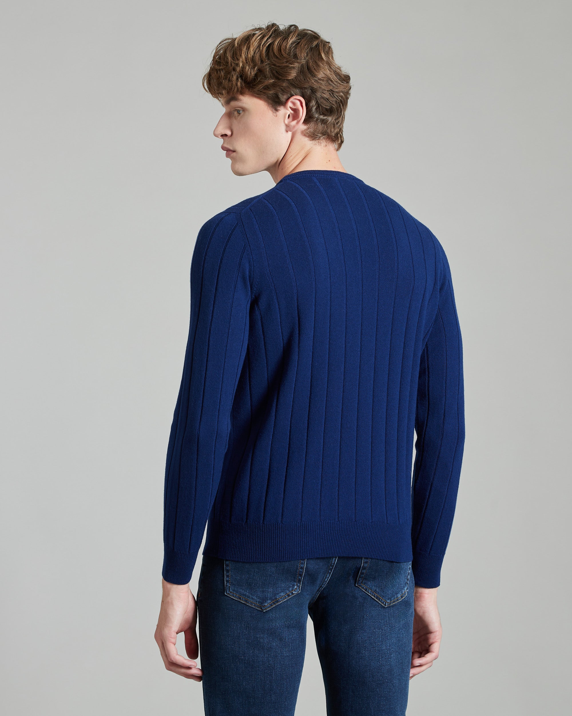 Blue kid cashmere round-neck sweater