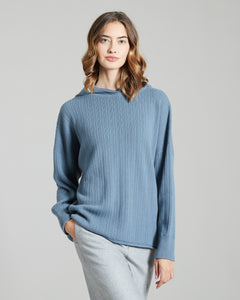 Maglia con cappuccio in Kid Cashmere celeste