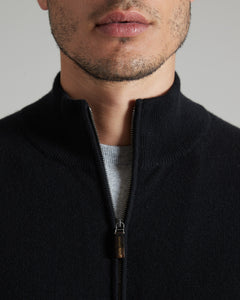 Zipped Black Kid cashmere cardigan 3