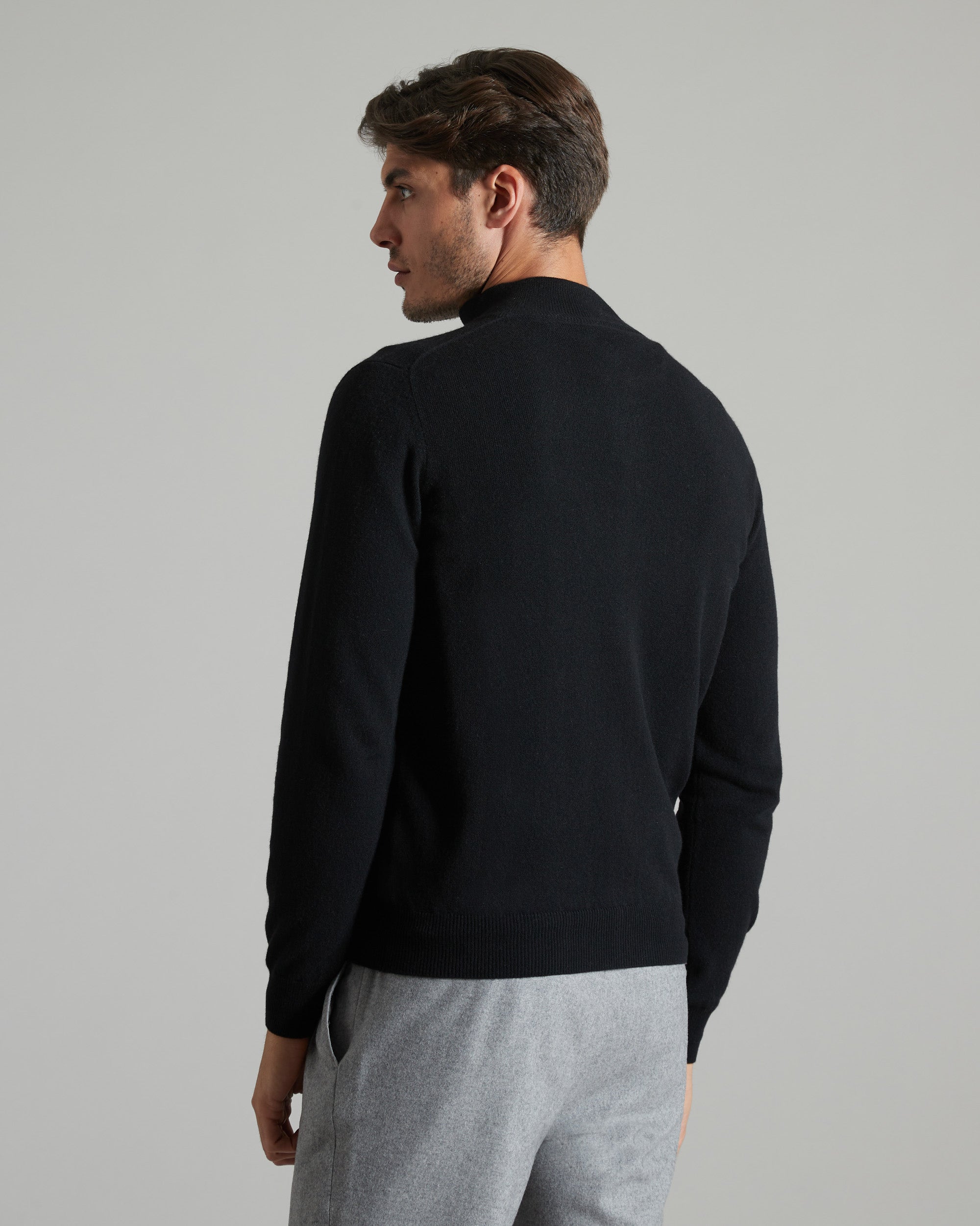 Zipped Black Kid cashmere cardigan 4