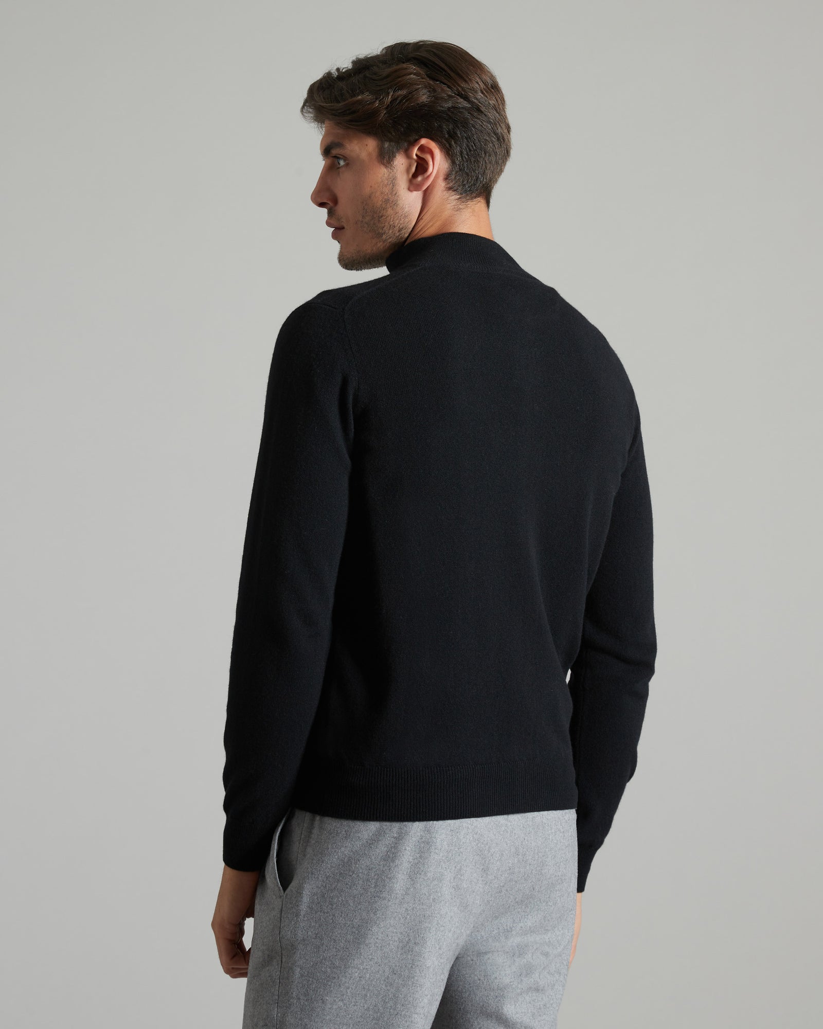 Zipped Black Kid cashmere cardigan