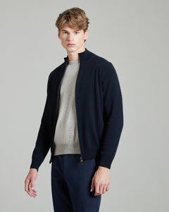 Cardigan Zip in Kid cashmere blu