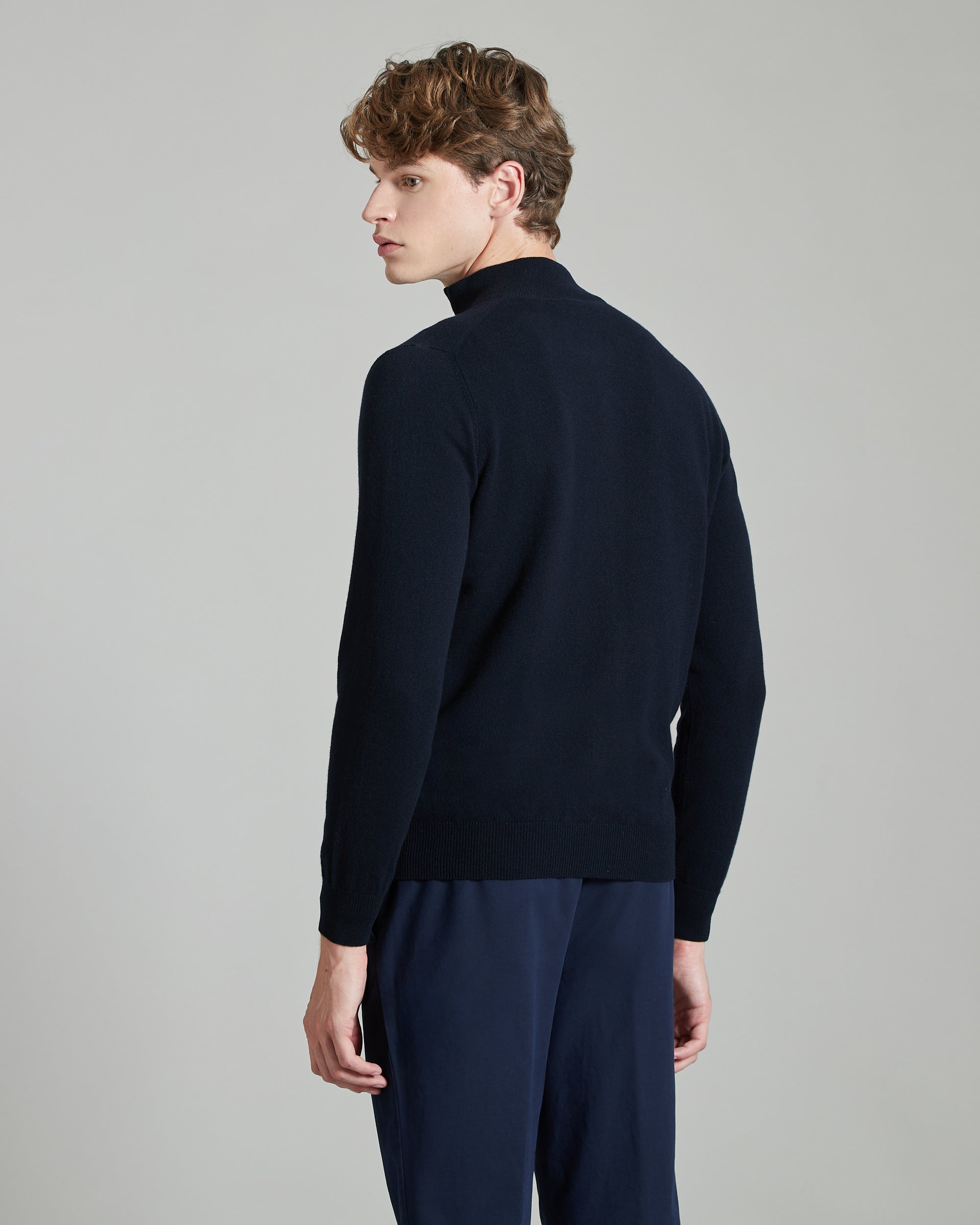 Zipped Blue Kid cashmere cardigan 4