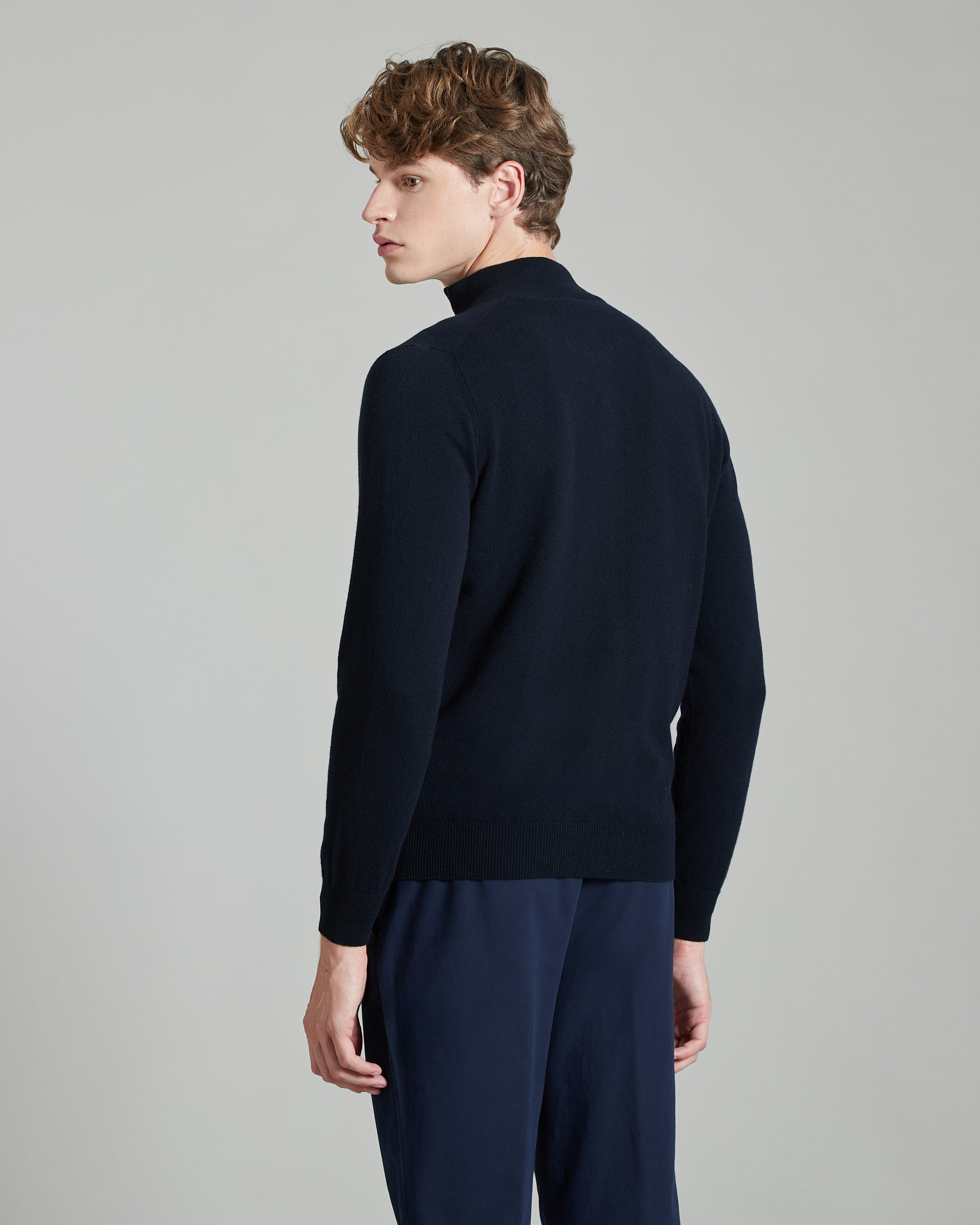 Cardigan Zip in Kid cashmere blu