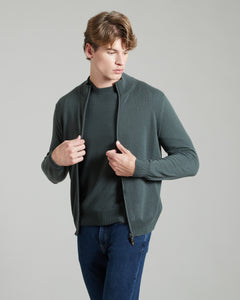 Cardigan Zip in Kid cashmere verde