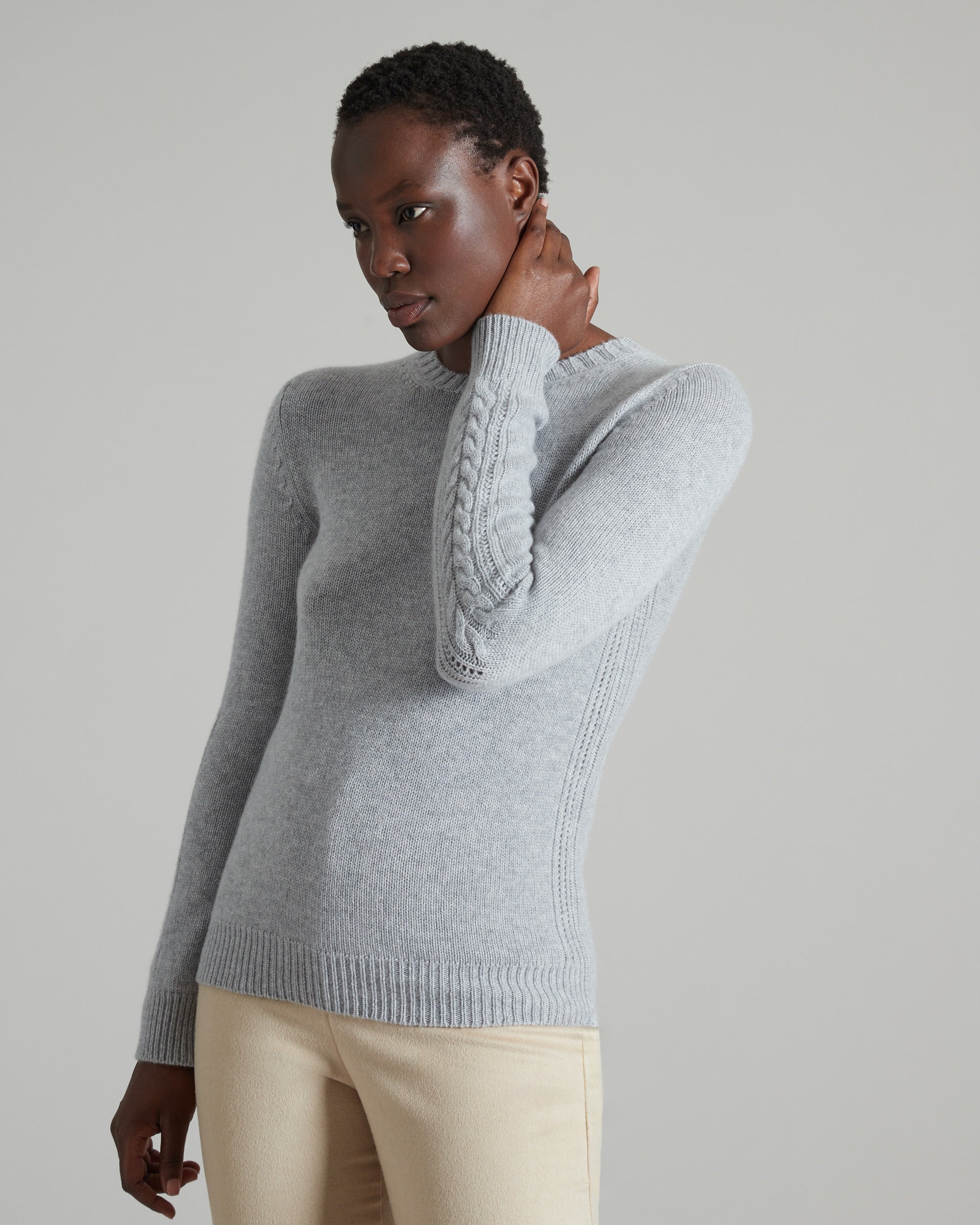 Grey kid cashmere crew-neck sweater