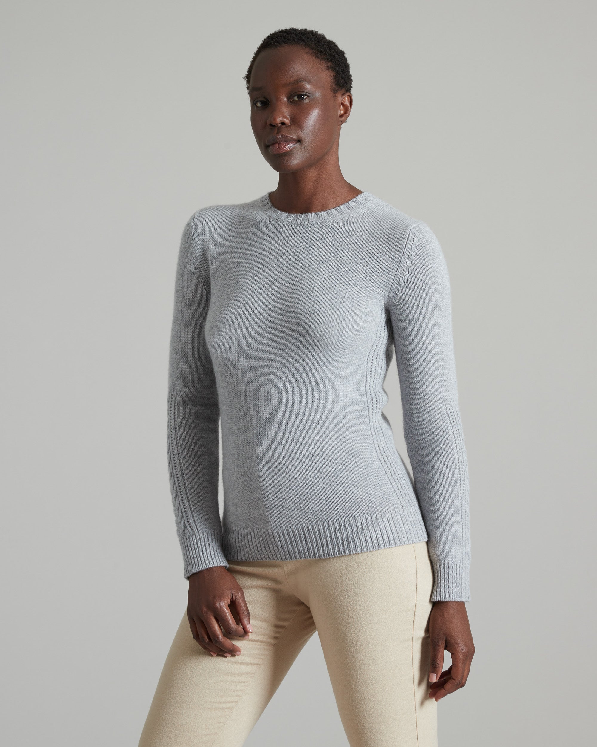 Grey kid cashmere crew-neck sweater