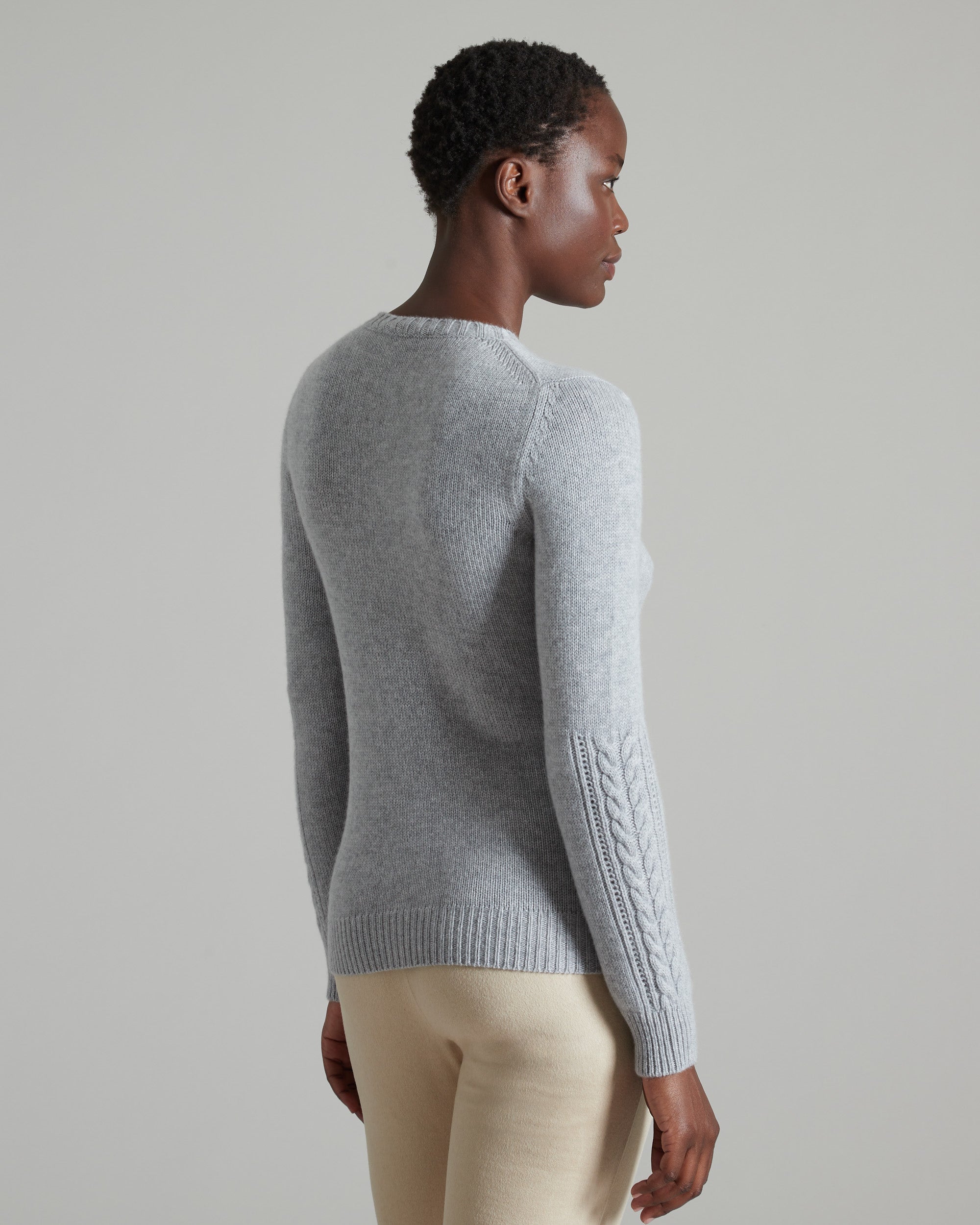 Maglia girocollo in Kid Cashmere grigio chiaro