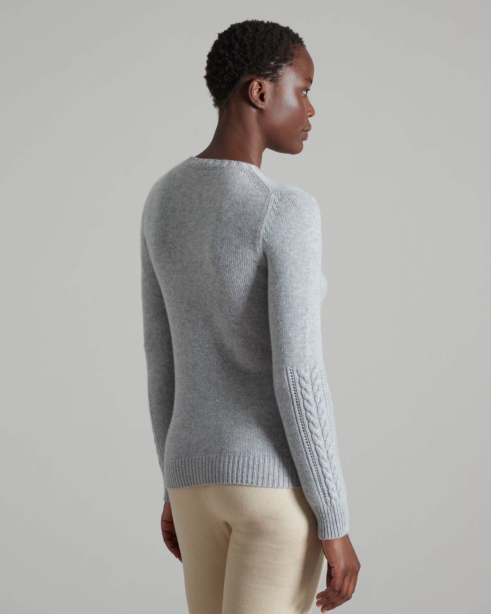 Grey kid cashmere crew-neck sweater