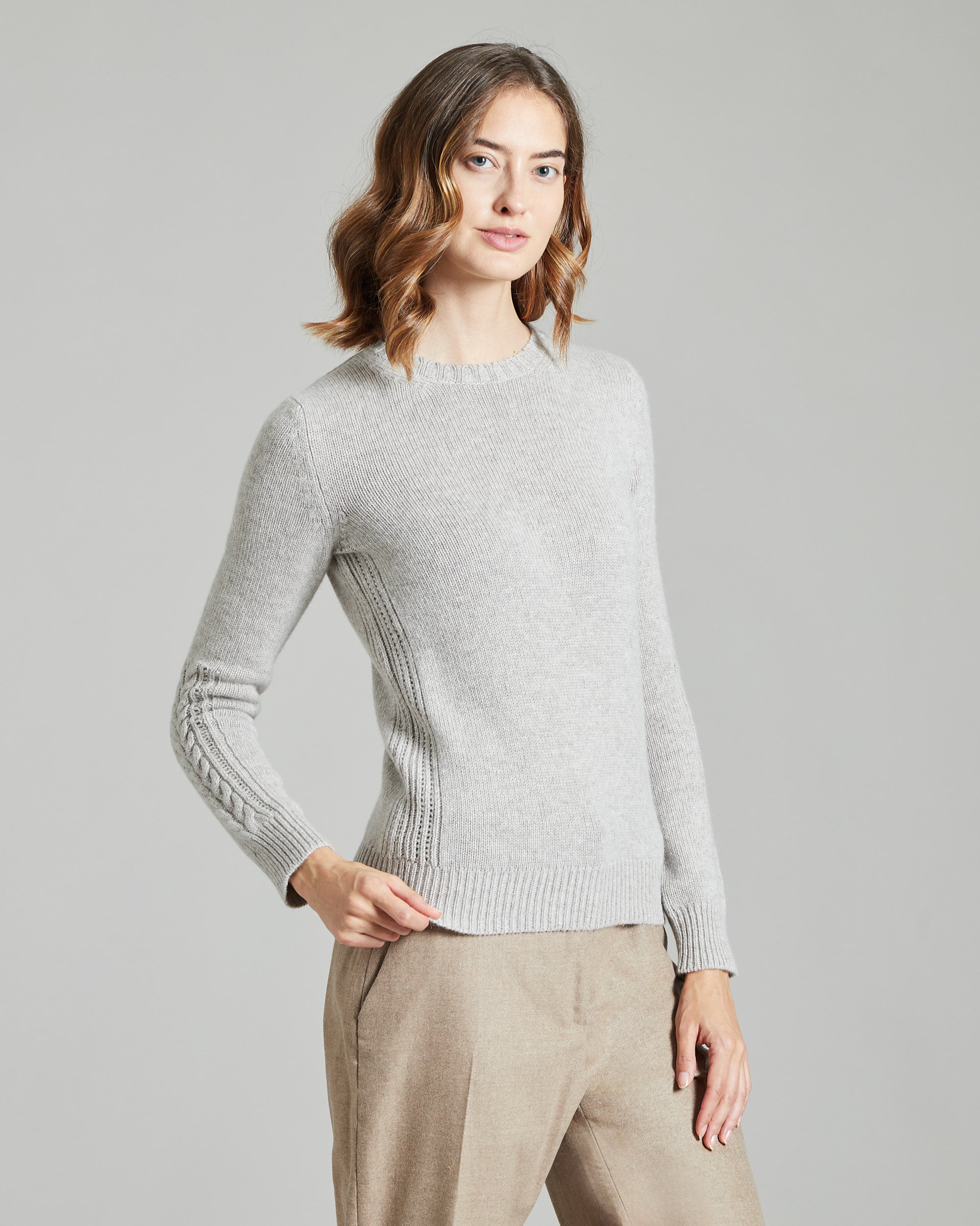 Maglia girocollo in Kid Cashmere beige